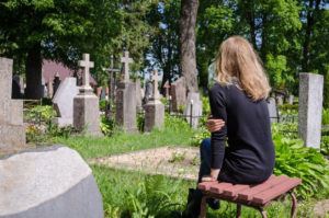 Wife at gravesite